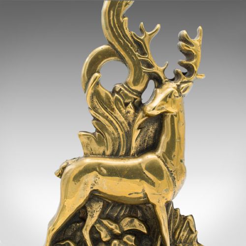 fig 4. Antique Highland Doorstop, Scottish Brass Decorative Stag Door Keeper, Victorian