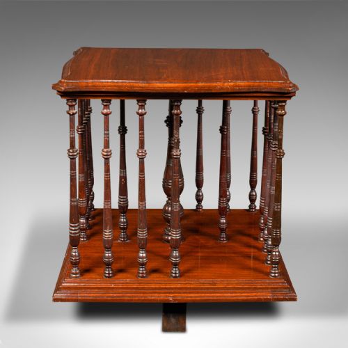 ANTIQUE BOOK COMPANION ENGLISH WALNUT ROTARY BOOKSTAND EDWARDIAN CIRCA 1910 - ADDITIONAL PHOTO 1
