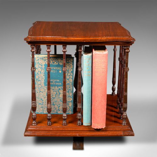 ANTIQUE BOOK COMPANION ENGLISH WALNUT ROTARY BOOKSTAND EDWARDIAN CIRCA 1910 - ADDITIONAL PHOTO 2