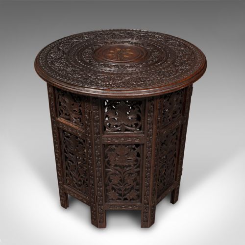 fig 1. Antique Folding Colonial Table, Indian, Teak, Occasional, Side, Victorian, 1870