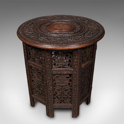 fig 2. Antique Folding Colonial Table, Indian, Teak, Occasional, Side, Victorian, 1870
