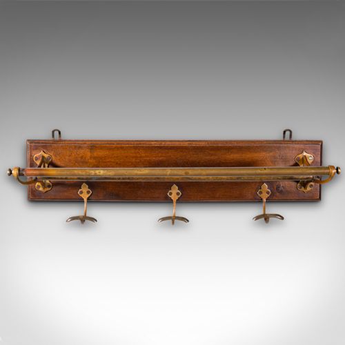 fig 1. Antique Country House Wall Rack, English, Brass, Reception Hall Valet, Victorian