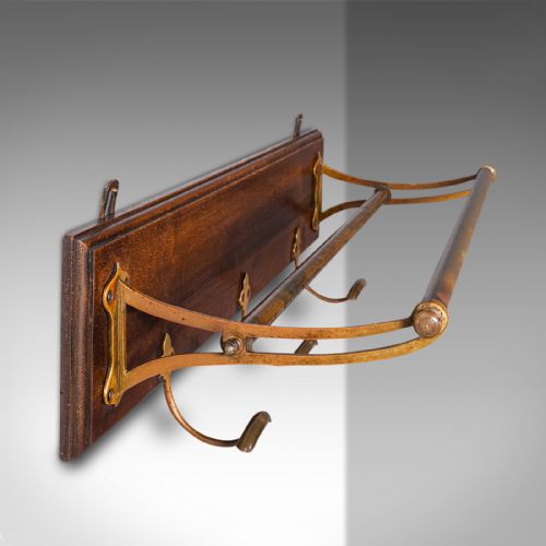 fig 2. Antique Country House Wall Rack, English, Brass, Reception Hall Valet, Victorian
