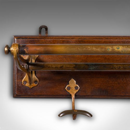 fig 3. Antique Country House Wall Rack, English, Brass, Reception Hall Valet, Victorian