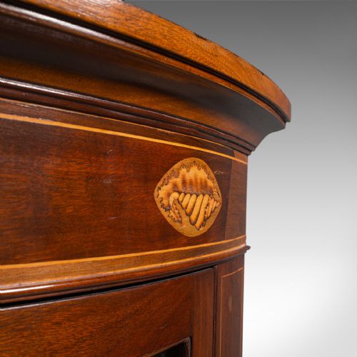 ANTIQUE GLAZED CORNER CABINET ENGLISH BOW FRONT DISPLAY GEORGIAN CIRCA 1800 - ADDITIONAL PHOTO 7