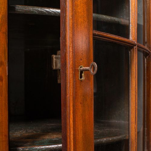 ANTIQUE GLAZED CORNER CABINET ENGLISH BOW FRONT DISPLAY GEORGIAN CIRCA 1800 - ADDITIONAL PHOTO 8