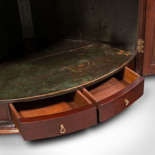 ANTIQUE GLAZED CORNER CABINET ENGLISH BOW FRONT DISPLAY GEORGIAN CIRCA 1800 - ADDITIONAL PHOTO 9
