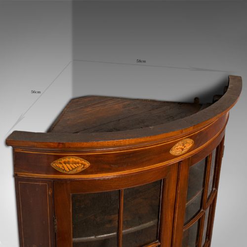 ANTIQUE GLAZED CORNER CABINET ENGLISH BOW FRONT DISPLAY GEORGIAN CIRCA 1800 - ADDITIONAL PHOTO 11