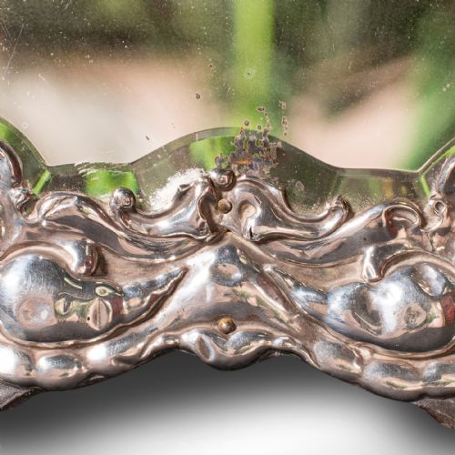 ANTIQUE VANITY MIRROR ENGLISH STERLING SILVER GLASS HALLMARKED EDWARDIAN - ADDITIONAL PHOTO 4