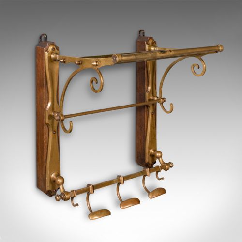 Antique Gentleman's Club Valet, French, Brass, Reception Hall Rack, Victorian