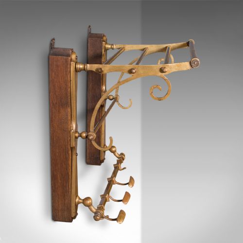 fig 2. Antique Gentleman's Club Valet, French, Brass, Reception Hall Rack, Victorian