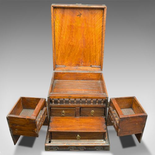 ANTIQUE CLERIC'S SWING OUT CASE CHINESE TRAVELLING BOX QING VICTORIAN 1890 - ADDITIONAL PHOTO 7