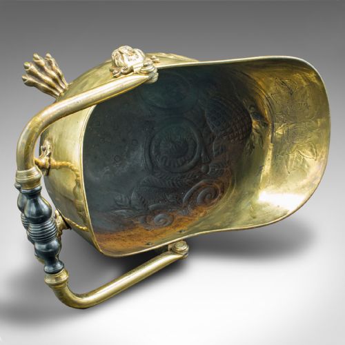 ANTIQUE COUNTRY HOUSE FIRESIDE BIN BRASS EBONY DECOR FIRE BUCKET VICTORIAN - ADDITIONAL PHOTO 8