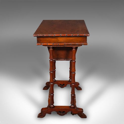 SMALL ANTIQUE SEWING TABLE ENGLISH FLAME LADIES WORK REGENCY CIRCA 1830 - ADDITIONAL PHOTO 3
