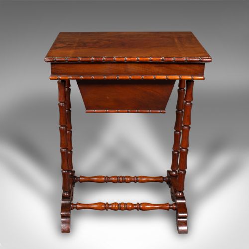 SMALL ANTIQUE SEWING TABLE ENGLISH FLAME LADIES WORK REGENCY CIRCA 1830 - ADDITIONAL PHOTO 5