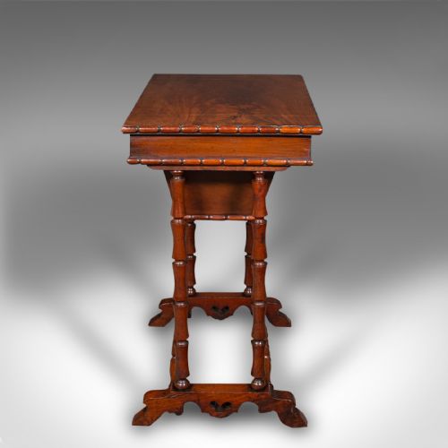 SMALL ANTIQUE SEWING TABLE ENGLISH FLAME LADIES WORK REGENCY CIRCA 1830 - ADDITIONAL PHOTO 6