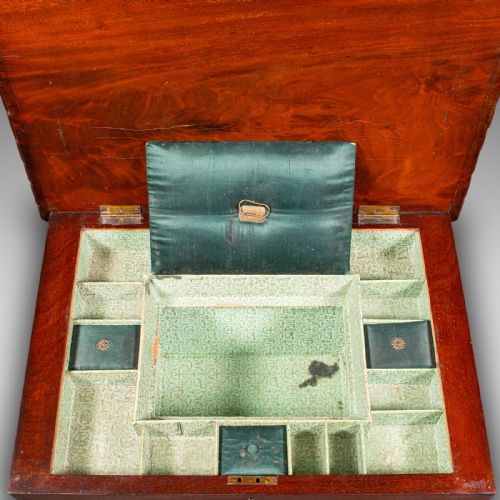 SMALL ANTIQUE SEWING TABLE ENGLISH FLAME LADIES WORK REGENCY CIRCA 1830 - ADDITIONAL PHOTO 9