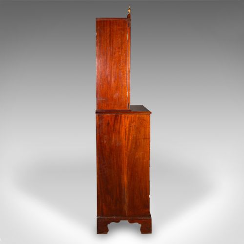fig 3. Antique Author's Chest, English, Secretaire Cabinet, Glazed Bookcase, Georgian