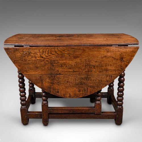 fig 2. Antique Gate Leg Table, English, Oak, Oval, Extending, Provincial, William III