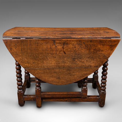 fig 4. Antique Gate Leg Table, English, Oak, Oval, Extending, Provincial, William III
