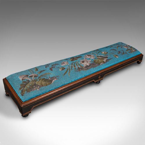 Antique Carriage Foot Rest, English, Beadwork Stool, Aesthetic Period, Victorian