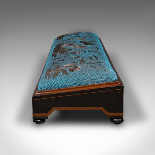 fig 3. Antique Carriage Foot Rest, English, Beadwork Stool, Aesthetic Period, Victorian