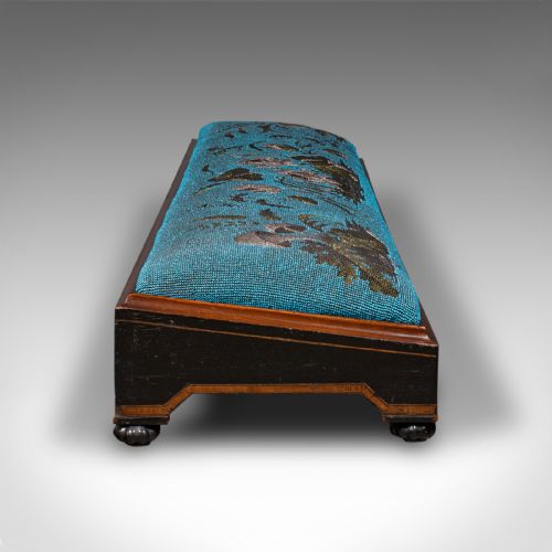 fig 4. Antique Carriage Foot Rest, English, Beadwork Stool, Aesthetic Period, Victorian