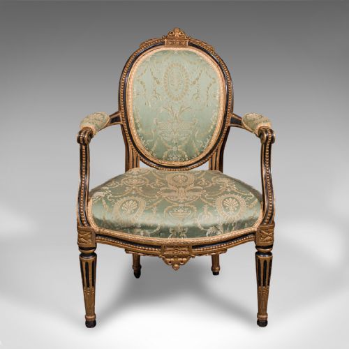 fig 1. Antique Dressing Room Armchair, English, Elbow Chair, Silk Cotton, Regency, 1820