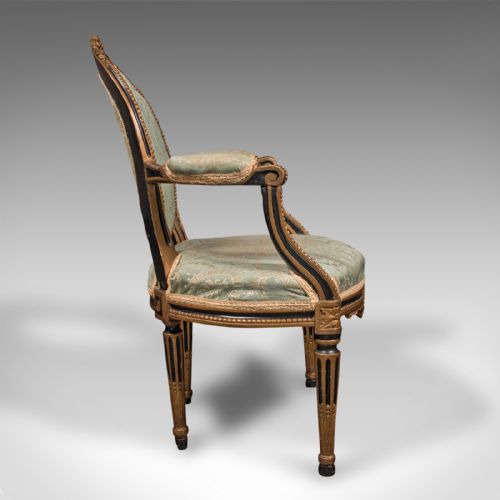 fig 2. Antique Dressing Room Armchair, English, Elbow Chair, Silk Cotton, Regency, 1820