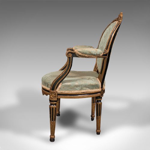 fig 3. Antique Dressing Room Armchair, English, Elbow Chair, Silk Cotton, Regency, 1820