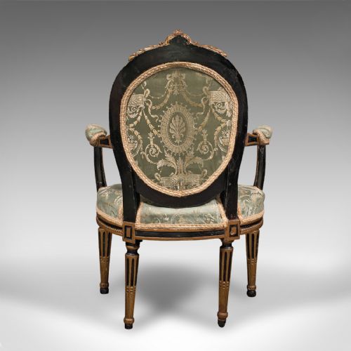 fig 4. Antique Dressing Room Armchair, English, Elbow Chair, Silk Cotton, Regency, 1820