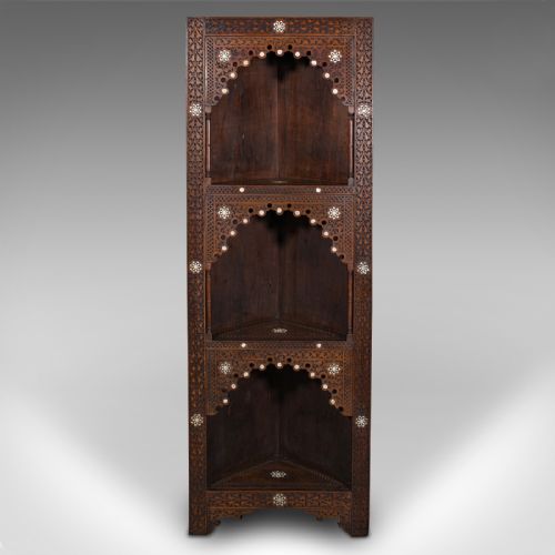 fig 2. Antique Corner Display Stand, Open Shelf Cabinet, Moorish Taste, Victorian, 1900
