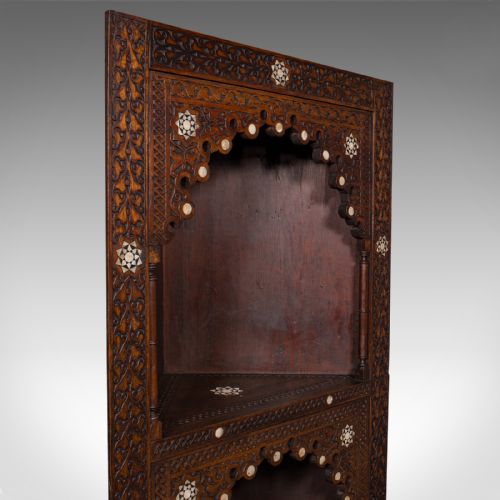 fig 4. Antique Corner Display Stand, Open Shelf Cabinet, Moorish Taste, Victorian, 1900