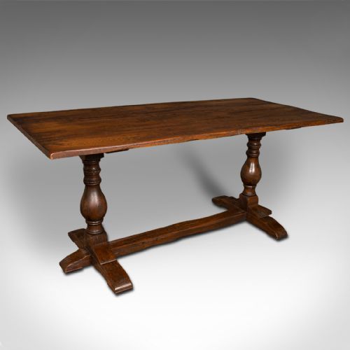 Antique 6 Seat Refectory Table, English, Oak, Farmhouse, Dining, Victorian, 1900