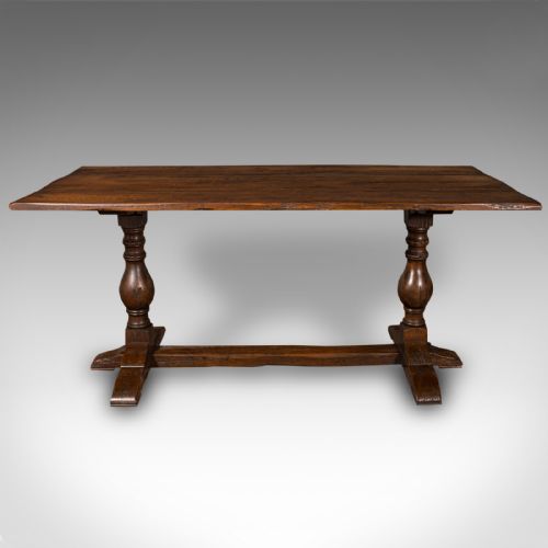 fig 1. Antique 6 Seat Refectory Table, English, Oak, Farmhouse, Dining, Victorian, 1900