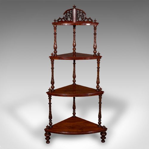 ANTIQUE CORNER WHATNOT ENGLISH WALNUT COUNTRY HOUSE DISPLAY STAND VICTORIAN - ADDITIONAL PHOTO 1