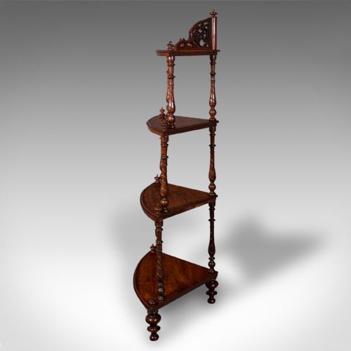 ANTIQUE CORNER WHATNOT ENGLISH WALNUT COUNTRY HOUSE DISPLAY STAND VICTORIAN - ADDITIONAL PHOTO 3