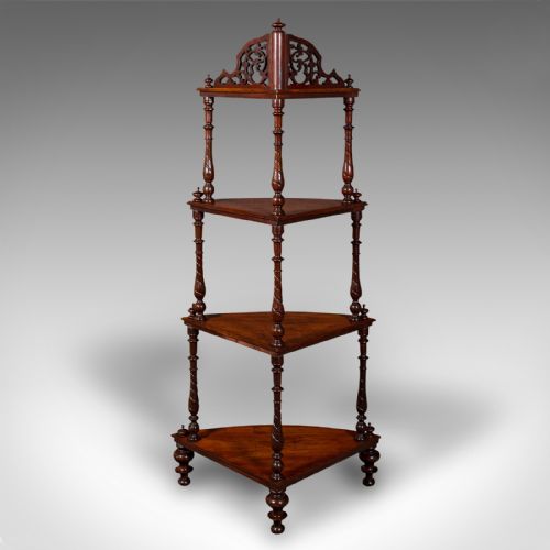 ANTIQUE CORNER WHATNOT ENGLISH WALNUT COUNTRY HOUSE DISPLAY STAND VICTORIAN - ADDITIONAL PHOTO 4