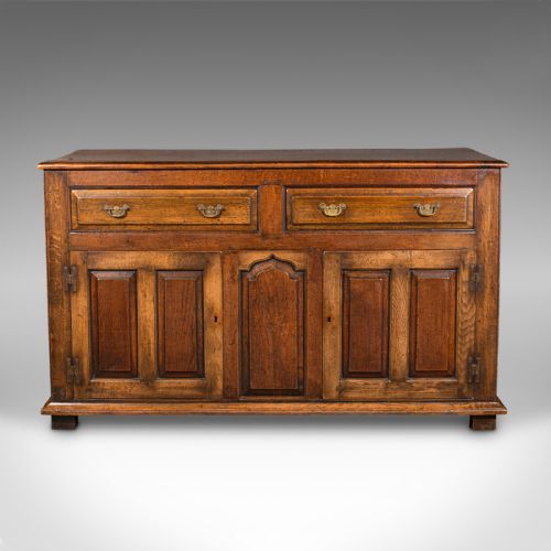 fig 2. Antique Country Housekeeper's Cabinet, English Oak, Dresser Base, Georgian, 1800