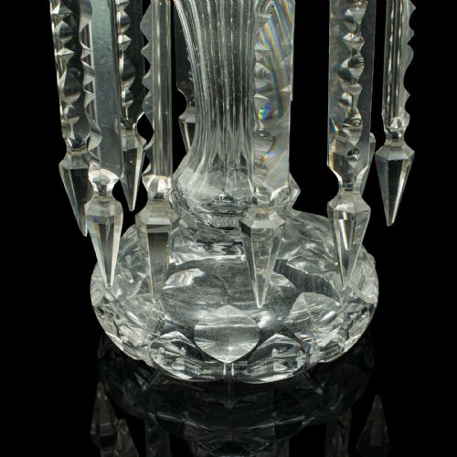 fig 4. Antique Table Lustre, English, Glass, Crystal, Decor, Candle Holder, Edwardian