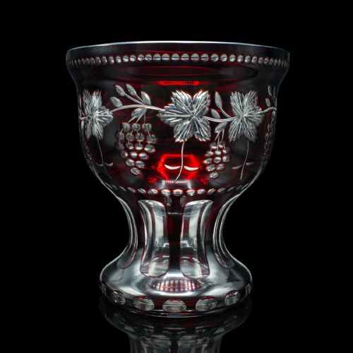 Antique Ruby Pedestal Bowl, Continental, Glass, Decorative Ice Bucket, C.1920