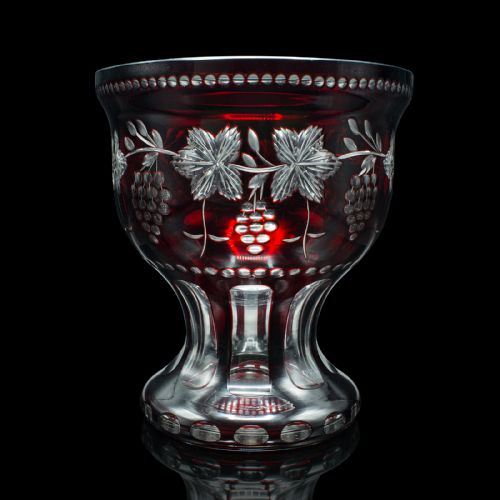 fig 1. Antique Ruby Pedestal Bowl, Continental, Glass, Decorative Ice Bucket, C.1920