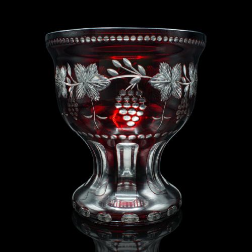 fig 2. Antique Ruby Pedestal Bowl, Continental, Glass, Decorative Ice Bucket, C.1920