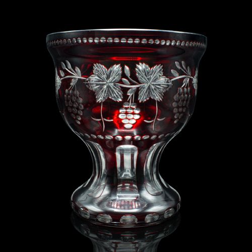 fig 3. Antique Ruby Pedestal Bowl, Continental, Glass, Decorative Ice Bucket, C.1920