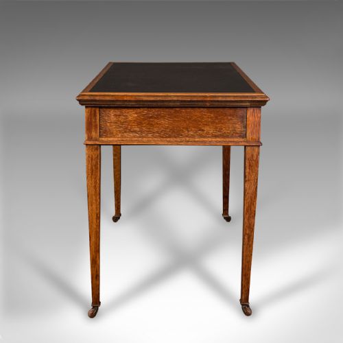 fig 2. Antique Writing Desk, English, Oak, Leather, Correspondence, Edwardian