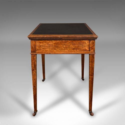 fig 3. Antique Writing Desk, English, Oak, Leather, Correspondence, Edwardian
