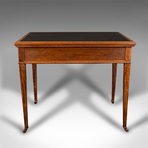 fig 5. Antique Writing Desk, English, Oak, Leather, Correspondence, Edwardian