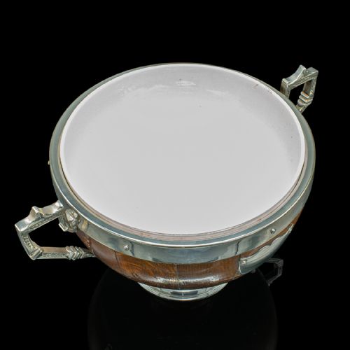 fig 5. Antique Trophy Bowl, English Oak, Silver Plate, Decorative Dish, Edwardian, 1910