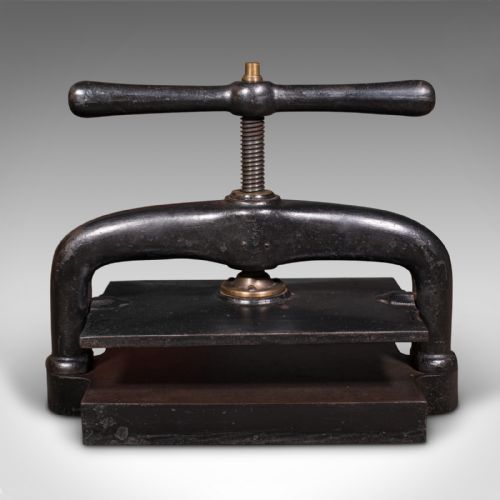 fig 1. Antique Tabletop Flower Press, English, Cast Iron, Rotary, Book, Victorian, 1850