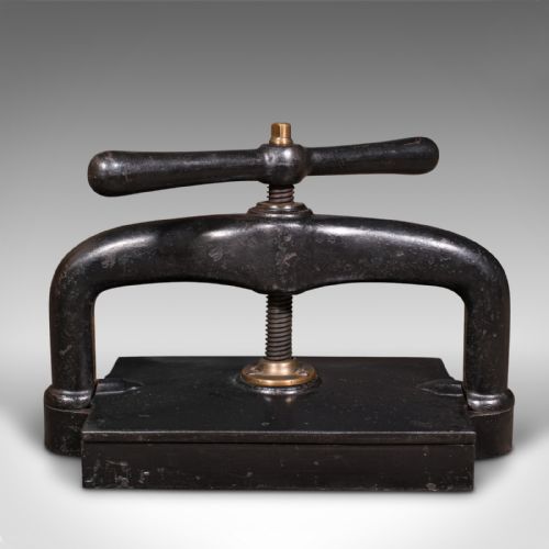 fig 4. Antique Tabletop Flower Press, English, Cast Iron, Rotary, Book, Victorian, 1850
